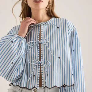 tie front puff sleeve shirt top for women, cotton, size xs tp by maeve at anthropologie